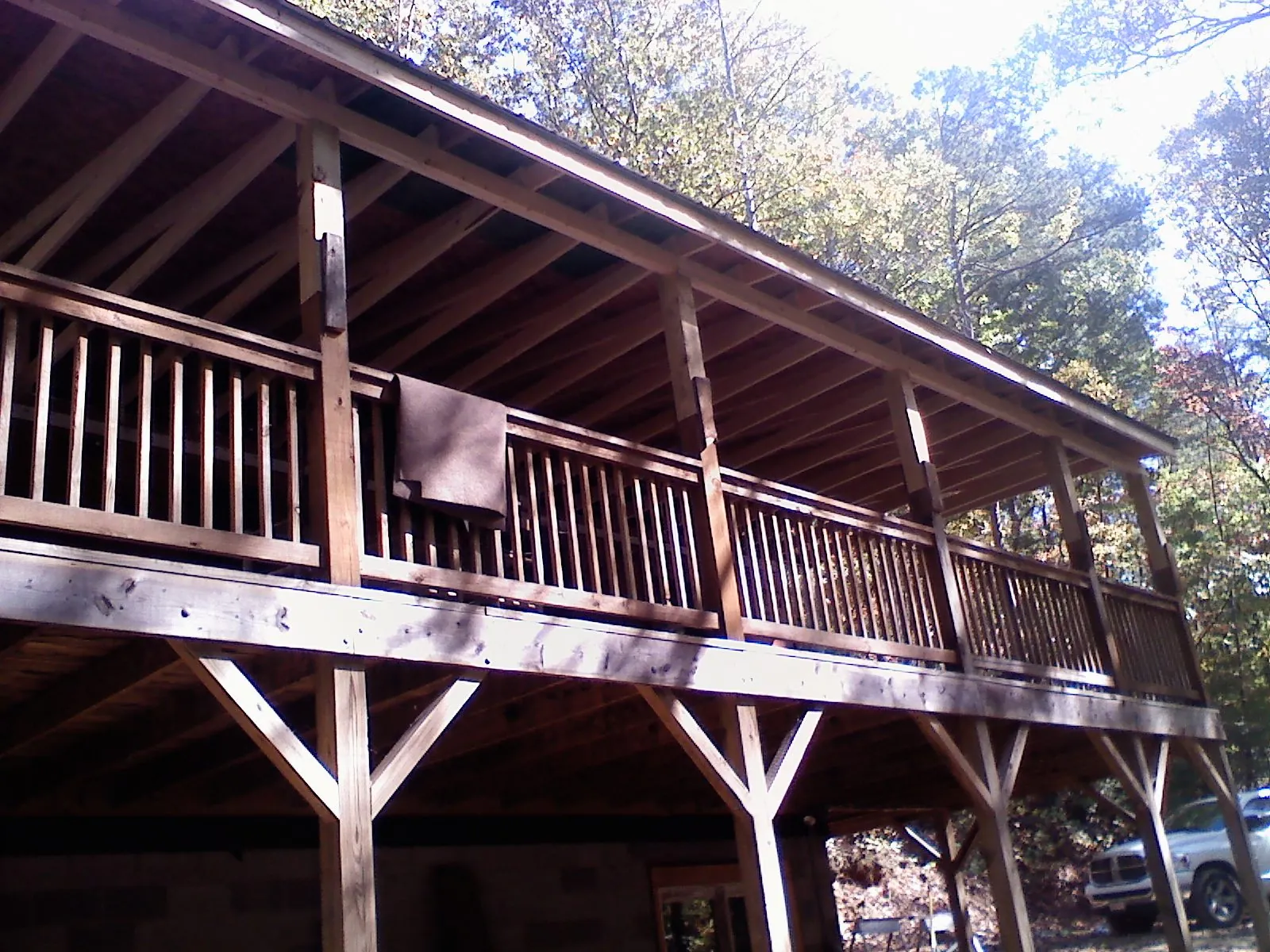 Timber framing under a new elevated porch and deck — Roof Leak Repair in Crystal Springs by Roofing Brothers